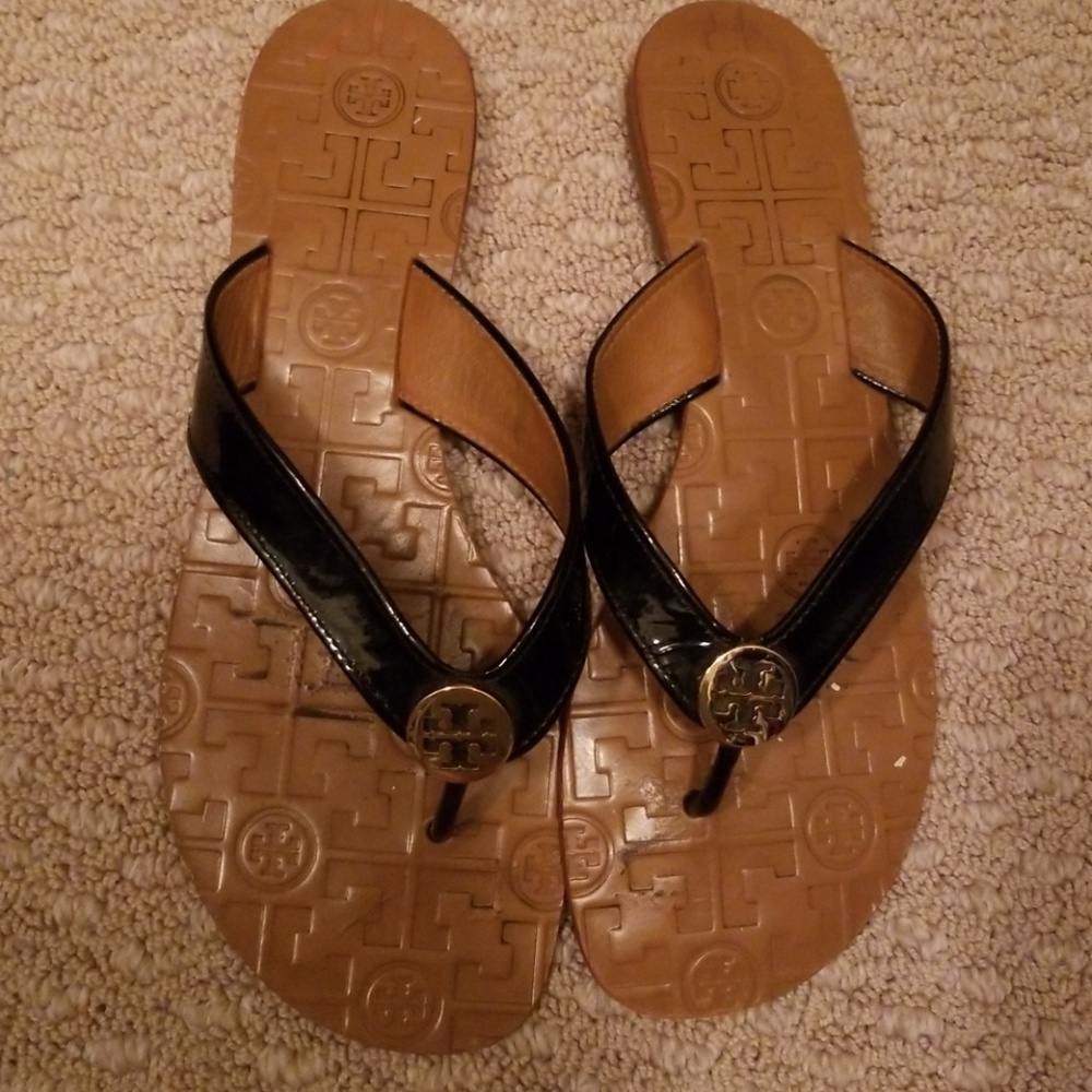 Tory Burch Thora black patent leather Sandal